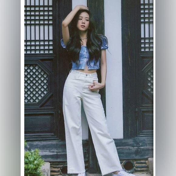 Jisoo blackpink cotton wide pants wide leg jean like material - Picture 1 of 5